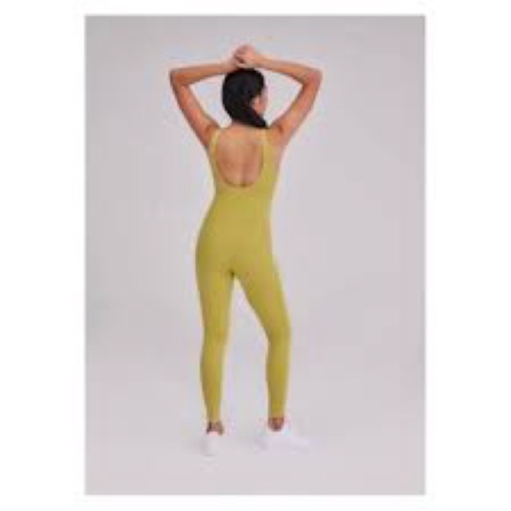 Girlfriend Collective Pear Scoop Yellow Unitard Jumpsuit Size Small